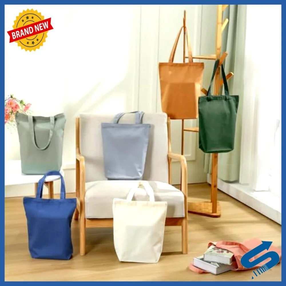Reusable Canvas Tote Bags Bulk Zipper Foldable Grocery Shopping Chic